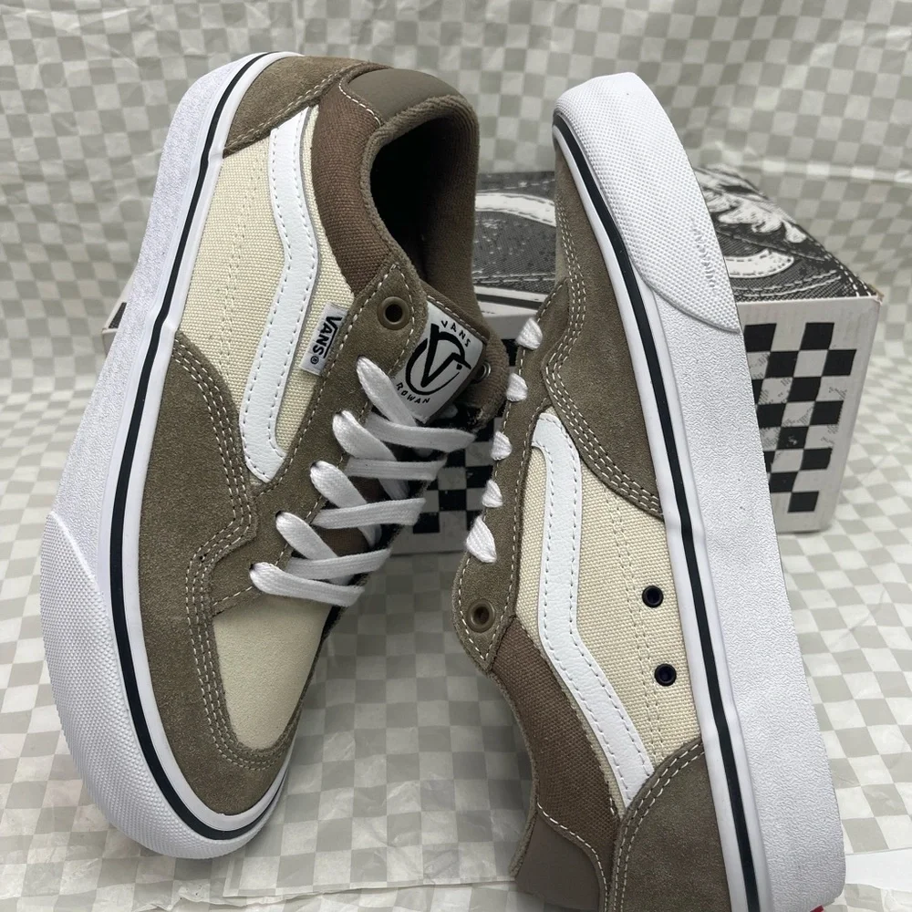Vans Men’s Rowan
Walnut Sneakers 
VN0A5JIC1NU Tan and White Sneakers - Picture 12 of 16